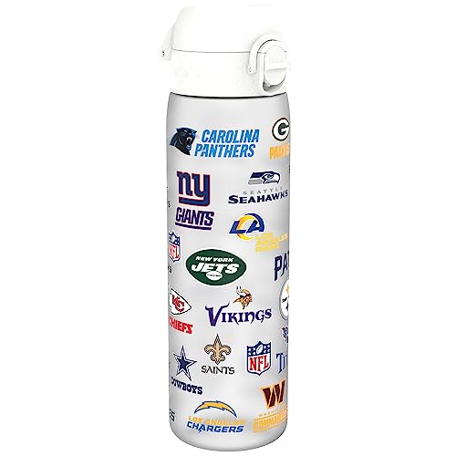 Ion8 Trinkflasche, 500 ml, Auslaufsicher, Einhandöffnung, Sichere Verriegelung, Spülmaschinenfest, BPA-frei, Tragegriff, Klappdeckel, Leicht zu Reinigen, Klimaneutral, NFL Teams-Design von ion8