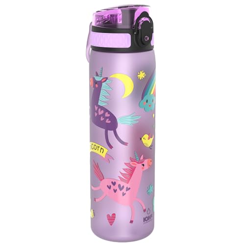 Ion8 Trinkflasche, 500 ml, Auslaufsicher, Einhandöffnung, Sichere Verriegelung, Spülmaschinenfest, BPA-frei, Tragegriff, Klappdeckel, Leicht zu Reinigen, Klimaneutral, Einhorner-Design Ion8 Trinkflasche, 500 ml, Auslaufsicher, Einhandöffnung, Sichere Verriegelung, Spülmaschinenfest, BPA-frei, Tragegriff, Klappdeckel, Leicht zu Reinigen, Klimaneutral, Einhorner-Design von ion8