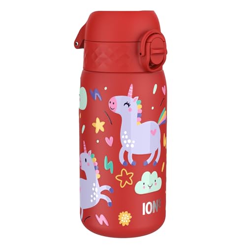 Ion8 Kinder Trinkflasche, Edelstahl 400ml, Auslaufsicher, Einhandöffnung, Sichere Verriegelung, Spülmaschinenfest, Klappdeckel, Tragegriff, Leicht zu Reinigen, Langlebig & Kratzfest, Rot Einhorn Ion8 Kinder Trinkflasche, Edelstahl 400ml, Auslaufsicher, Einhandöffnung, Sichere Verriegelung, Spülmaschinenfest, Klappdeckel, Tragegriff, Leicht zu Reinigen, Langlebig & Kratzfest, Rot Einhorn von ion8