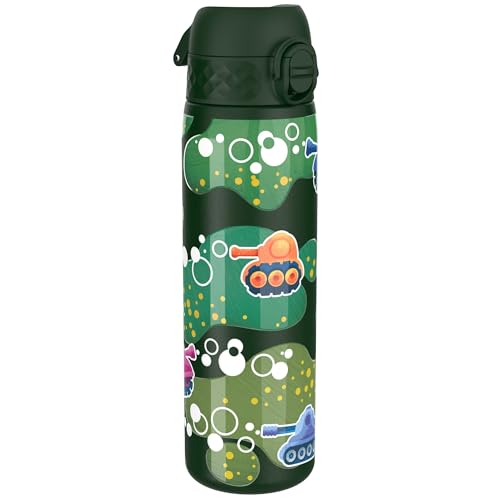 Ion8 Stahl-Trinkflasche, 600 ml, Auslaufsicher, Einhandöffnung, Sichere Verriegelung, Spülmaschinenfest, Klappdeckel, Tragegriff, Leicht zu Reinigen, Langlebig, Panzer Design Ion8 Stahl-Trinkflasche, 600 ml, Auslaufsicher, Einhandöffnung, Sichere Verriegelung, Spülmaschinenfest, Klappdeckel, Tragegriff, Leicht zu Reinigen, Langlebig, Panzer Design von ion8