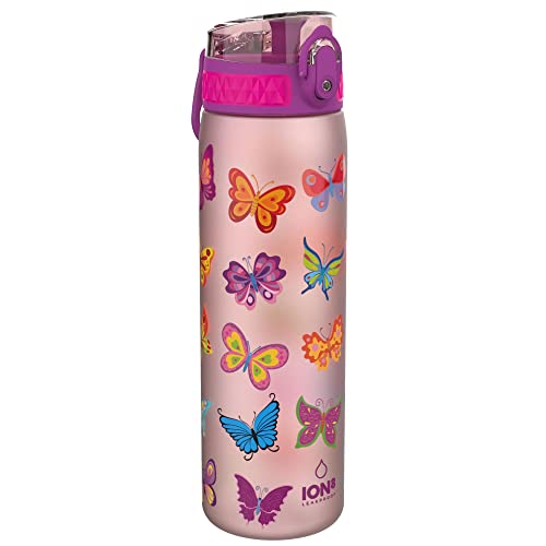 Ion8 Trinkflasche, 500 ml, Auslaufsicher, Einhandöffnung, Sichere Verriegelung, Spülmaschinenfest, BPA-frei, Tragegriff, Klappdeckel, Leicht zu Reinigen, Klimaneutral, Schmetterling-Design Ion8 Trinkflasche, 500 ml, Auslaufsicher, Einhandöffnung, Sichere Verriegelung, Spülmaschinenfest, BPA-frei, Tragegriff, Klappdeckel, Leicht zu Reinigen, Klimaneutral, Schmetterling-Design von ion8