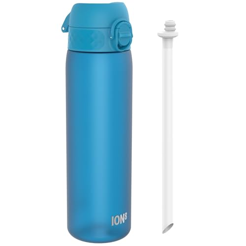 Ion8 Trinkflasche Mit Strohhalm, 500 ml, Auslaufsicher, Einhandöffnung, Sichere Verriegelung, Spülmaschinenfest, BPA-frei, Tragegriff, Klappdeckel, Leicht zu Reinigen, Klimaneutral, Blau Ion8 Trinkflasche Mit Strohhalm, 500 ml, Auslaufsicher, Einhandöffnung, Sichere Verriegelung, Spülmaschinenfest, BPA-frei, Tragegriff, Klappdeckel, Leicht zu Reinigen, Klimaneutral, Blau von ion8