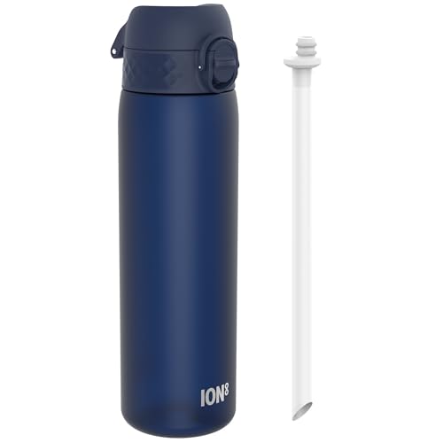 Ion8 Trinkflasche Mit Strohhalm, 500 ml, Auslaufsicher, Einhandöffnung, Sichere Verriegelung, Spülmaschinenfest, BPA-frei, Tragegriff, Klappdeckel, Leicht zu Reinigen, Klimaneutral, Marine Ion8 Trinkflasche Mit Strohhalm, 500 ml, Auslaufsicher, Einhandöffnung, Sichere Verriegelung, Spülmaschinenfest, BPA-frei, Tragegriff, Klappdeckel, Leicht zu Reinigen, Klimaneutral, Marine von ion8