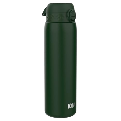 ion8 Vakuumisolierte Edelstahl-Trinkflasche, 1 Liter, 920 ml, Auslaufsicher, Einhandöffnung, Sichere Verriegelung, Spülmaschinenfest, Tragegriff, Langlebig, Ideal für Sport und Yoga, Dunkelgrün ion8 Vakuumisolierte Edelstahl-Trinkflasche, 1 Liter, 920 ml, Auslaufsicher, Einhandöffnung, Sichere Verriegelung, Spülmaschinenfest, Tragegriff, Langlebig, Ideal für Sport und Yoga, Dunkelgrün von ion8
