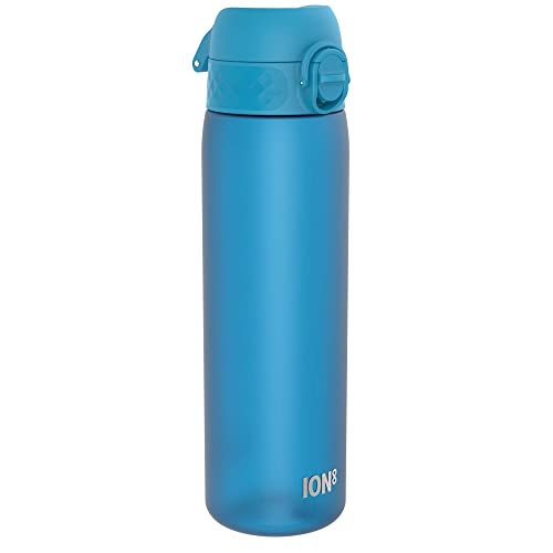 Ion8 Trinkflasche, 500 ml, Auslaufsicher, Einhandöffnung, Sichere Verriegelung, Spülmaschinenfest, BPA-frei, Tragegriff, Klappdeckel, Leicht zu Reinigen, Klimaneutral, Blau von ion8