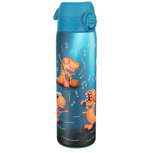 ion8 Stahl-Trinkflasche, 600 ml, Auslaufsicher, Einhandöffnung, Sichere Verriegelung, Spülmaschinenfest, Klappdeckel, Tragegriff, Leicht zu Reinigen, Langlebig, Dinosaurier-Band-Design ion8 Stahl-Trinkflasche, 600 ml, Auslaufsicher, Einhandöffnung, Sichere Verriegelung, Spülmaschinenfest, Klappdeckel, Tragegriff, Leicht zu Reinigen, Langlebig, Dinosaurier-Band-Design von ion8