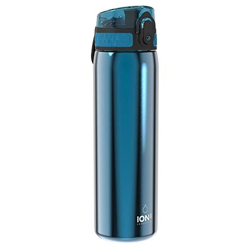 Ion8 Stahl-Trinkflasche, 600 ml, Auslaufsicher, Einhandöffnung, Sichere Verriegelung, Spülmaschinenfest, Klappdeckel, Tragegriff, Leicht zu Reinigen, Langlebig, Metallisches Blau Ion8 Stahl-Trinkflasche, 600 ml, Auslaufsicher, Einhandöffnung, Sichere Verriegelung, Spülmaschinenfest, Klappdeckel, Tragegriff, Leicht zu Reinigen, Langlebig, Metallisches Blau von ion8