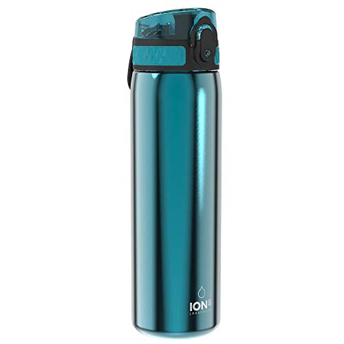 Ion8 Stahl-Trinkflasche, 600 ml, Auslaufsicher, Einhandöffnung, Sichere Verriegelung, Spülmaschinenfest, Klappdeckel, Tragegriff, Leicht zu Reinigen, Langlebig, Metallisches Türkis Ion8 Stahl-Trinkflasche, 600 ml, Auslaufsicher, Einhandöffnung, Sichere Verriegelung, Spülmaschinenfest, Klappdeckel, Tragegriff, Leicht zu Reinigen, Langlebig, Metallisches Türkis von ion8