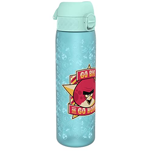 ION8 Trinkflasche, 500 ml, Auslaufsicher, Einhandöffnung, Sichere Verriegelung, Spülmaschinenfest, BPA-frei, Tragegriff, Klappdeckel, Leicht zu Reinigen, Klimaneutral, Angry Birds-Design von ion8