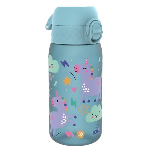 ion8 Kinder Trinkflasche, 350ml, Auslaufsicher, Einhandöffnung, Sichere Verriegelung, Spülmaschinenfest, BPA-frei, Tragegriff, Klappdeckel, Leicht zu Reinigen, Klimaneutral, Blau Einhörner ion8 Kinder Trinkflasche, 350ml, Auslaufsicher, Einhandöffnung, Sichere Verriegelung, Spülmaschinenfest, BPA-frei, Tragegriff, Klappdeckel, Leicht zu Reinigen, Klimaneutral, Blau Einhörner von ion8