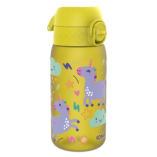 ion8 Kinder Trinkflasche, 350ml, Auslaufsicher, Einhandöffnung, Sichere Verriegelung, Spülmaschinenfest, BPA-frei, Tragegriff, Klappdeckel, Leicht zu Reinigen, Klimaneutral, Gelb Einhörner ion8 Kinder Trinkflasche, 350ml, Auslaufsicher, Einhandöffnung, Sichere Verriegelung, Spülmaschinenfest, BPA-frei, Tragegriff, Klappdeckel, Leicht zu Reinigen, Klimaneutral, Gelb Einhörner von ion8