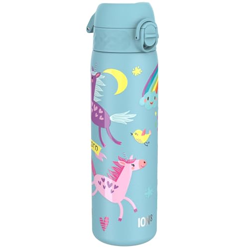 ion8 Stahl-Trinkflasche, 600 ml, Auslaufsicher, Einhandöffnung, Sichere Verriegelung, Spülmaschinenfest, Klappdeckel, Tragegriff, Leicht zu Reinigen, Langlebig, Blau Einhörner ion8 Stahl-Trinkflasche, 600 ml, Auslaufsicher, Einhandöffnung, Sichere Verriegelung, Spülmaschinenfest, Klappdeckel, Tragegriff, Leicht zu Reinigen, Langlebig, Blau Einhörner von ion8