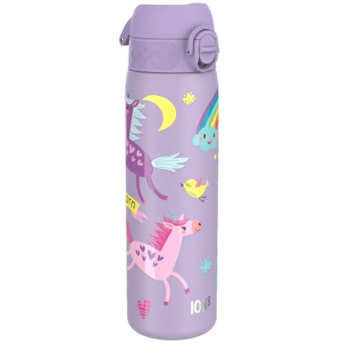 ion8 Stahl-Trinkflasche, 600 ml, Auslaufsicher, Einhandöffnung, Sichere Verriegelung, Spülmaschinenfest, Klappdeckel, Tragegriff, Leicht zu Reinigen, Langlebig, Helllila Einhörner ion8 Stahl-Trinkflasche, 600 ml, Auslaufsicher, Einhandöffnung, Sichere Verriegelung, Spülmaschinenfest, Klappdeckel, Tragegriff, Leicht zu Reinigen, Langlebig, Helllila Einhörner von ion8