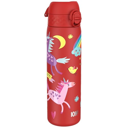ion8 Stahl-Trinkflasche, 600 ml, Auslaufsicher, Einhandöffnung, Sichere Verriegelung, Spülmaschinenfest, Klappdeckel, Tragegriff, Leicht zu Reinigen, Langlebig, Rot Einhörner ion8 Stahl-Trinkflasche, 600 ml, Auslaufsicher, Einhandöffnung, Sichere Verriegelung, Spülmaschinenfest, Klappdeckel, Tragegriff, Leicht zu Reinigen, Langlebig, Rot Einhörner von ion8