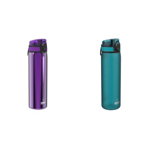 ion8 Stahl-Trinkflasche, 600 ml, Auslaufsicher, Einhandöffnung & Trinkflasche, 500 ml, Auslaufsicher, Einhandöffnung ion8 Stahl-Trinkflasche, 600 ml, Auslaufsicher, Einhandöffnung & Trinkflasche, 500 ml, Auslaufsicher, Einhandöffnung von ion8