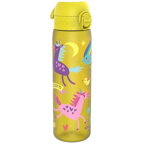 ion8 Trinkflasche, 500 ml, Auslaufsicher, Einhandöffnung, Sichere Verriegelung, Spülmaschinenfest, BPA-frei, Tragegriff, Klappdeckel, Leicht zu Reinigen, Klimaneutral, Gelb Einhörner ion8 Trinkflasche, 500 ml, Auslaufsicher, Einhandöffnung, Sichere Verriegelung, Spülmaschinenfest, BPA-frei, Tragegriff, Klappdeckel, Leicht zu Reinigen, Klimaneutral, Gelb Einhörner von ion8