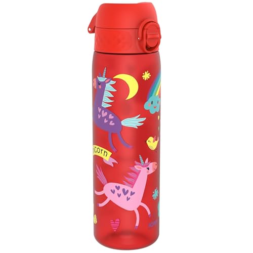 ion8 Trinkflasche, 500 ml, Auslaufsicher, Einhandöffnung, Sichere Verriegelung, Spülmaschinenfest, BPA-frei, Tragegriff, Klappdeckel, Leicht zu Reinigen, Klimaneutral, Rot Einhörner ion8 Trinkflasche, 500 ml, Auslaufsicher, Einhandöffnung, Sichere Verriegelung, Spülmaschinenfest, BPA-frei, Tragegriff, Klappdeckel, Leicht zu Reinigen, Klimaneutral, Rot Einhörner von ion8