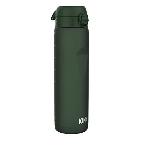 Ion8 1 Liter Trinkflasche, 1000ml, Auslaufsicher, Einhandöffnung, Sichere Verriegelung, Spülmaschinenfest, BPA-frei, Tragegriff, Leicht zu Reinigen, Ideal für Sport und Fitnessstudio, Dunkelgrün Ion8 1 Liter Trinkflasche, 1000ml, Auslaufsicher, Einhandöffnung, Sichere Verriegelung, Spülmaschinenfest, BPA-frei, Tragegriff, Leicht zu Reinigen, Ideal für Sport und Fitnessstudio, Dunkelgrün von ion8