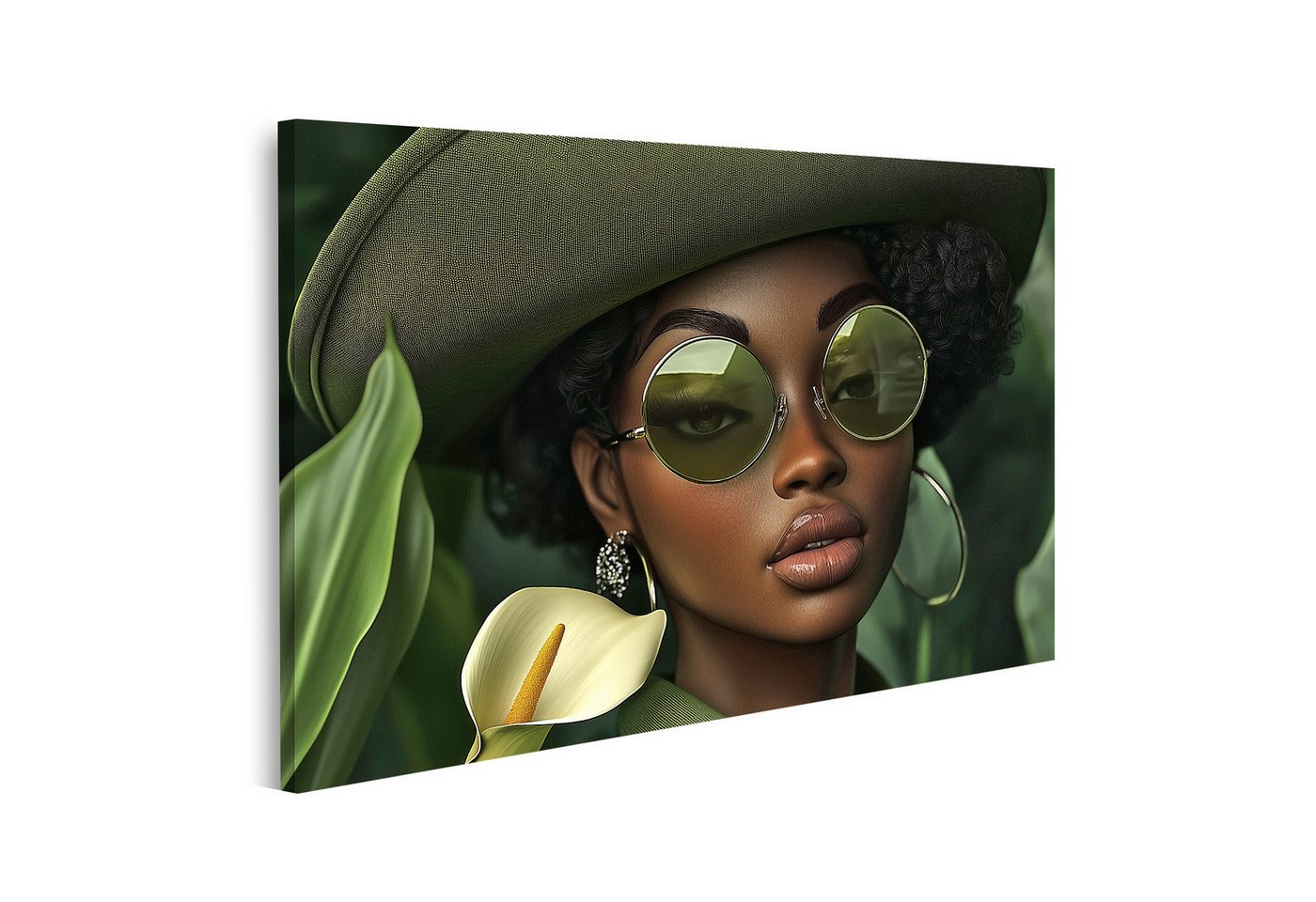 islandburner Leinwandbild, Frau mit Hut und Sonnenbrille in der Natur islandburner Leinwandbild, Frau mit Hut und Sonnenbrille in der Natur von islandburner