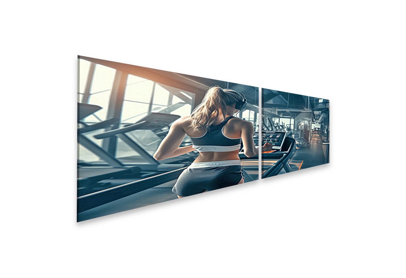 islandburner Leinwandbild, Frau trainiert auf Laufband im Fitnessstudio islandburner Leinwandbild, Frau trainiert auf Laufband im Fitnessstudio von islandburner
