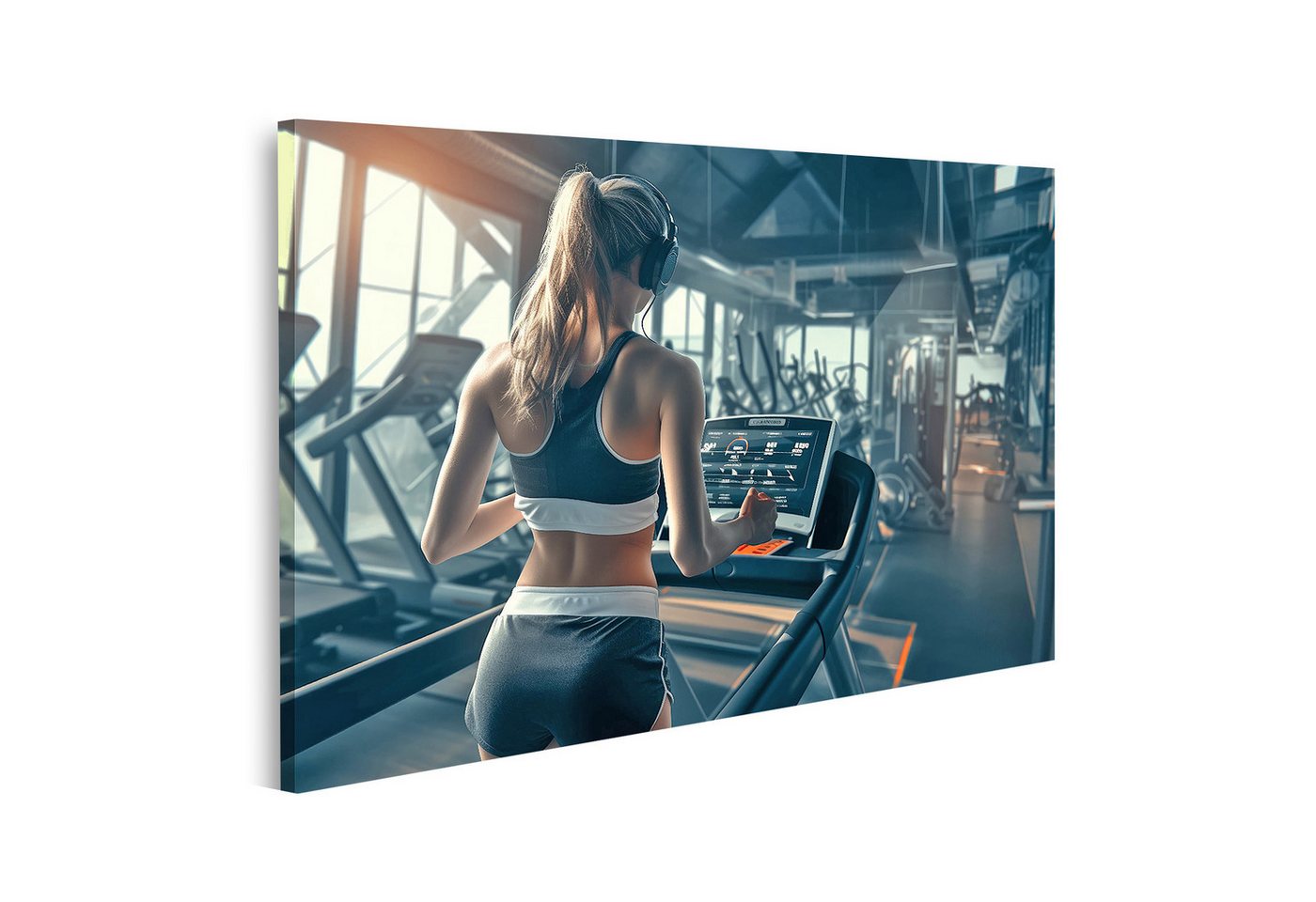 islandburner Leinwandbild, Frau trainiert auf Laufband im Fitnessstudio islandburner Leinwandbild, Frau trainiert auf Laufband im Fitnessstudio von islandburner