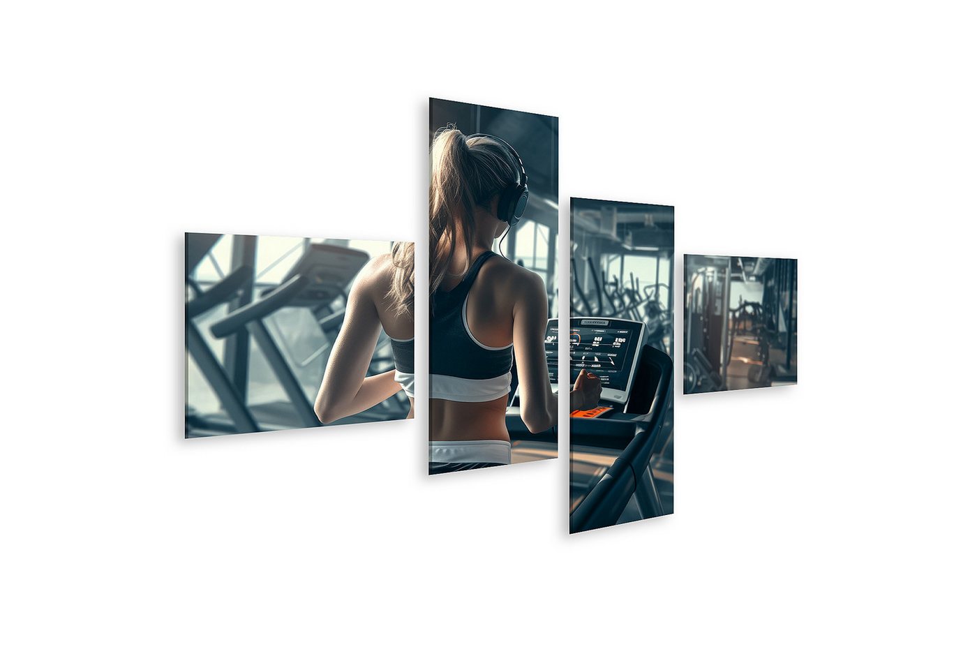 islandburner Leinwandbild, Frau trainiert auf Laufband im Fitnessstudio islandburner Leinwandbild, Frau trainiert auf Laufband im Fitnessstudio von islandburner