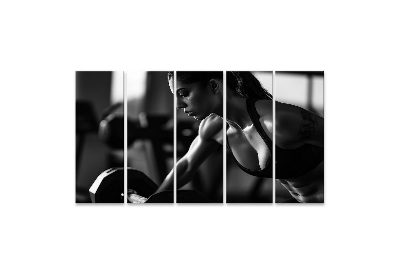 islandburner Leinwandbild, Frau trainiert mit Hantel im Fitnessstudio islandburner Leinwandbild, Frau trainiert mit Hantel im Fitnessstudio von islandburner