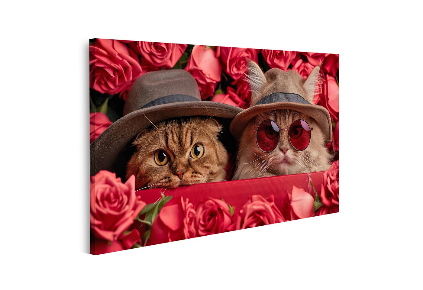 islandburner Leinwandbild, Katzen mit Hüten und Sonnenbrillen in Rosen islandburner Leinwandbild, Katzen mit Hüten und Sonnenbrillen in Rosen von islandburner