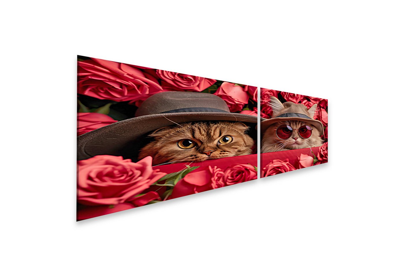 islandburner Leinwandbild, Katzen mit Hüten und Sonnenbrillen in Rosen islandburner Leinwandbild, Katzen mit Hüten und Sonnenbrillen in Rosen von islandburner