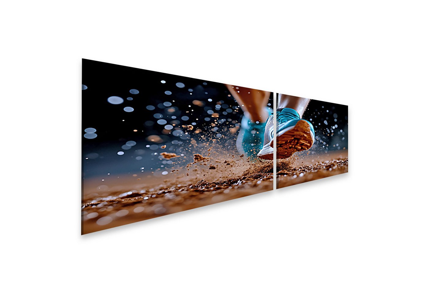 islandburner Leinwandbild, Laufschuh beim Joggen auf staubigem Weg islandburner Leinwandbild, Laufschuh beim Joggen auf staubigem Weg von islandburner
