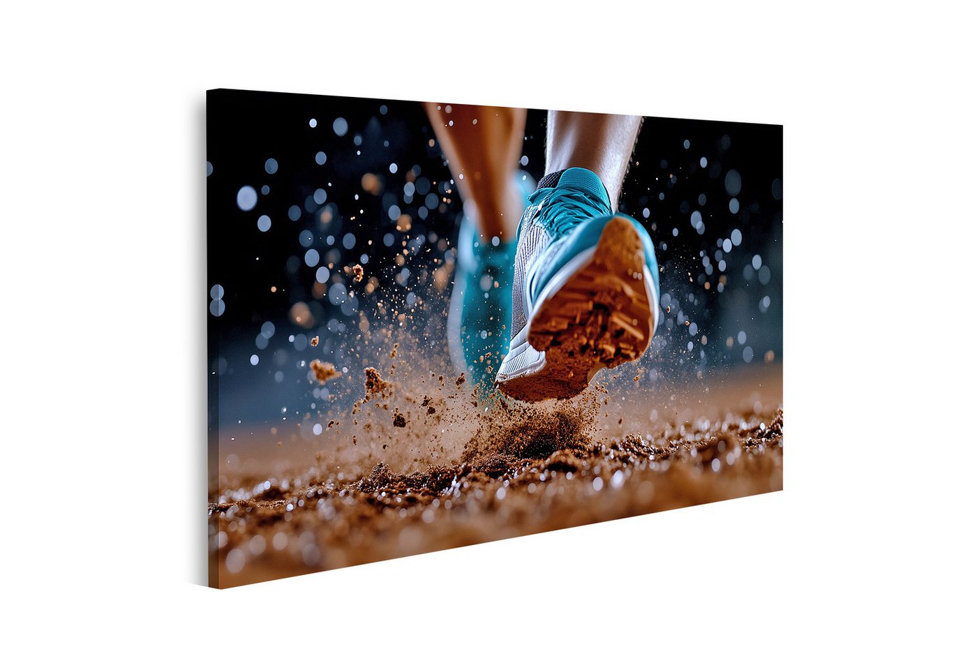 islandburner Leinwandbild, Laufschuh beim Joggen auf staubigem Weg islandburner Leinwandbild, Laufschuh beim Joggen auf staubigem Weg von islandburner
