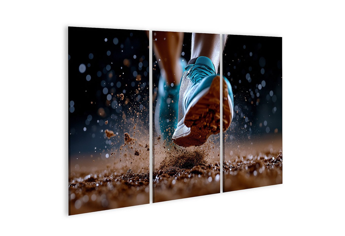 islandburner Leinwandbild, Laufschuh beim Joggen auf staubigem Weg islandburner Leinwandbild, Laufschuh beim Joggen auf staubigem Weg von islandburner