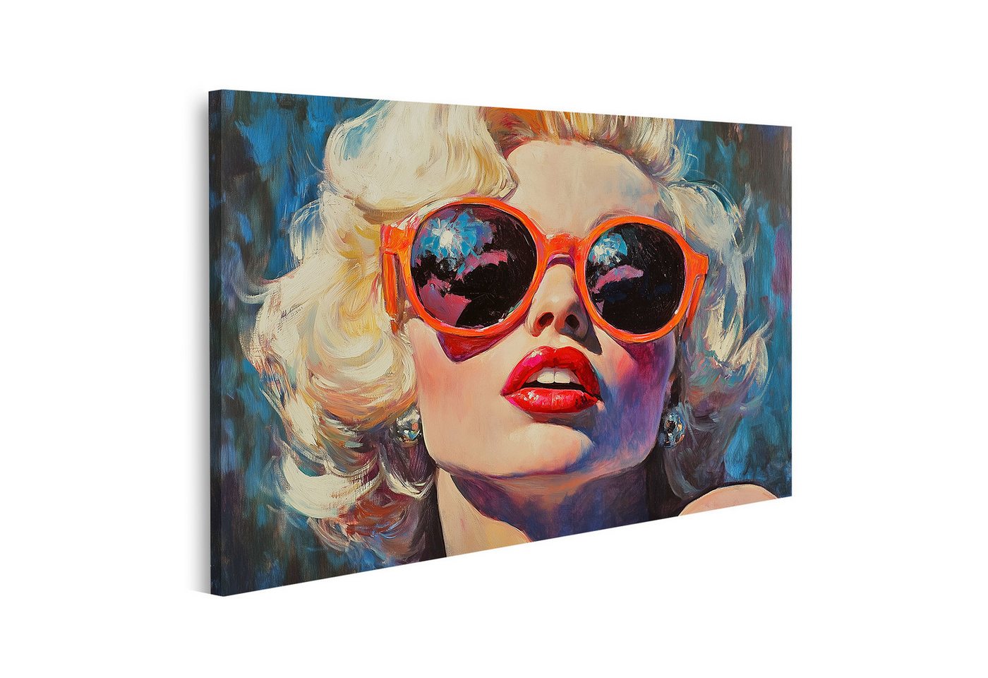 islandburner Leinwandbild, Marilyn Monroe pop Art mit orangefarbenen Sonnenbrillen von islandburner