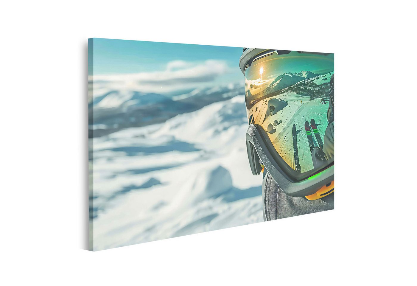 islandburner Leinwandbild, Spiegelung im Skibrillen bei sonnenbeschienem Berg islandburner Leinwandbild, Spiegelung im Skibrillen bei sonnenbeschienem Berg von islandburner