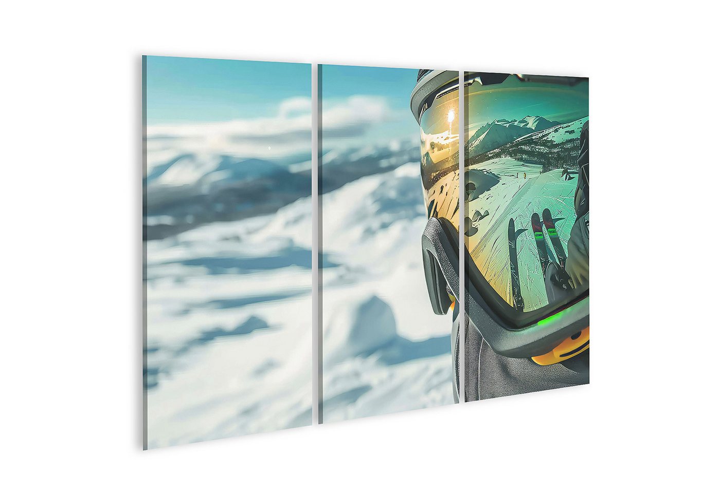 islandburner Leinwandbild, Spiegelung im Skibrillen bei sonnenbeschienem Berg islandburner Leinwandbild, Spiegelung im Skibrillen bei sonnenbeschienem Berg von islandburner