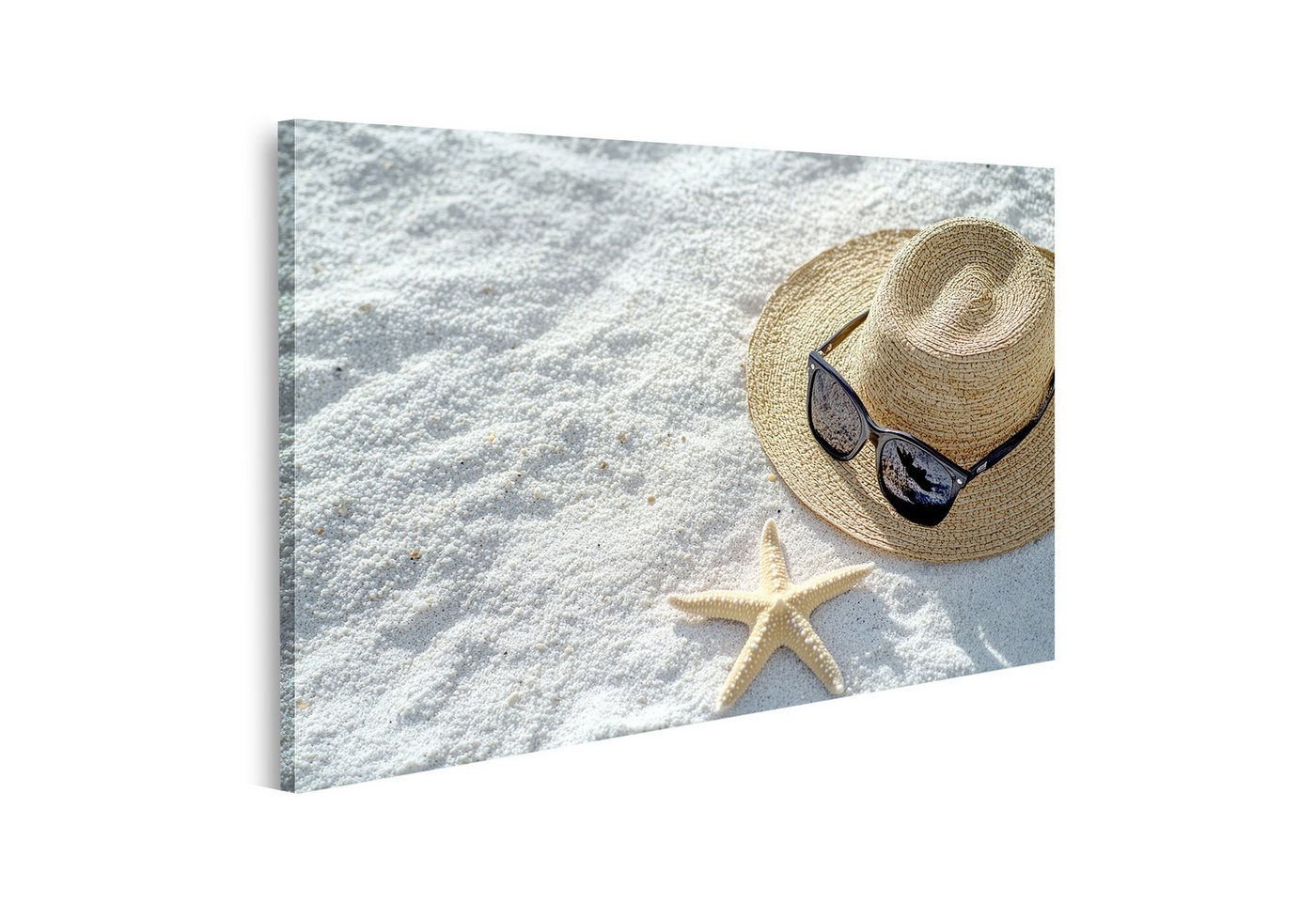 islandburner Leinwandbild, Strohhut und Sonnenbrille auf Sandstrand islandburner Leinwandbild, Strohhut und Sonnenbrille auf Sandstrand von islandburner