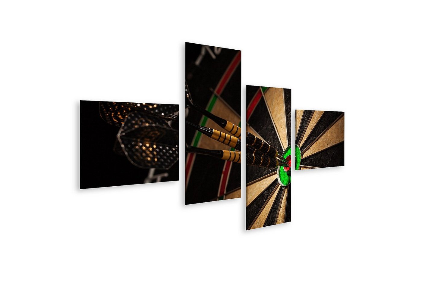 islandburner Leinwandbild Bild auf Leinwand Drei Darts Bull S Eye Dartscheibe Wandbild Poster Ku von islandburner