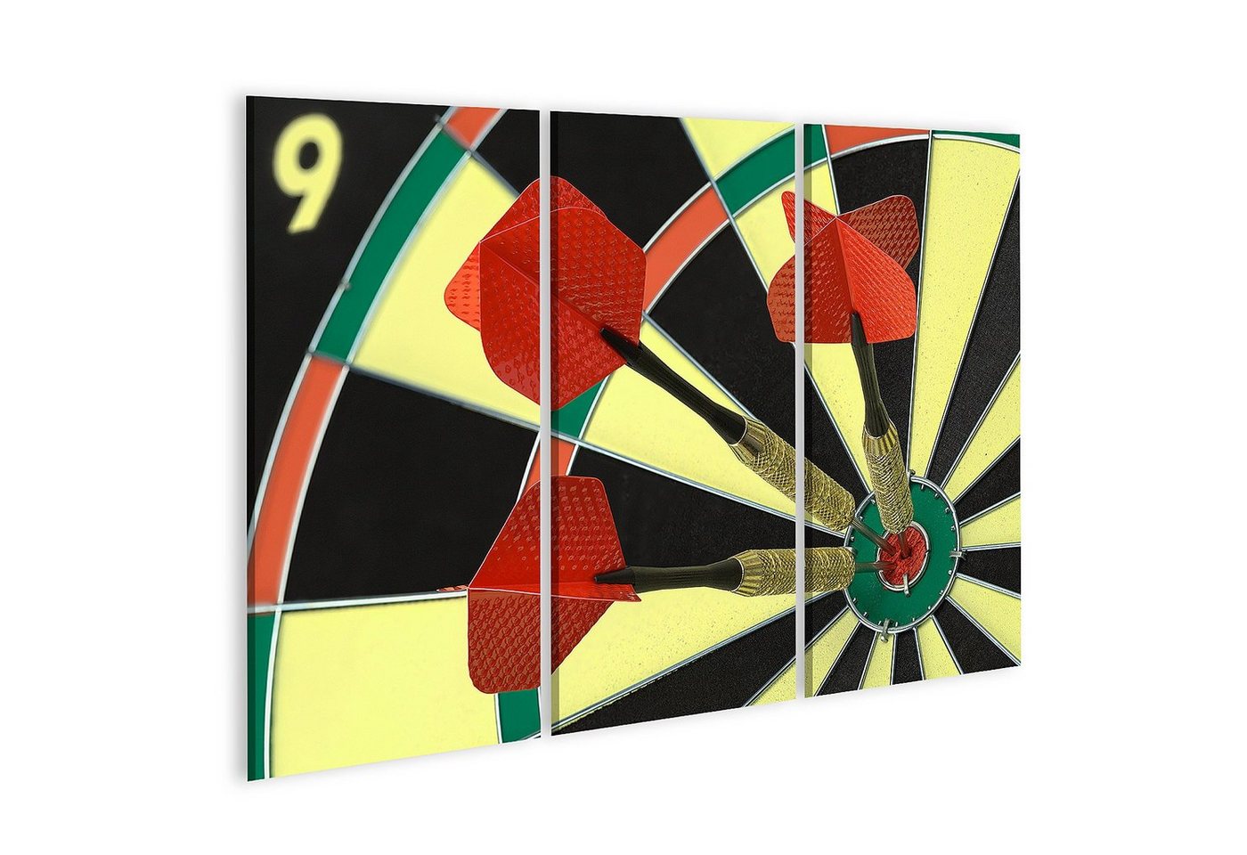 islandburner Leinwandbild Bild auf Leinwand Drei Darts im Bulls Eye auf einer Dartscheibe Wandbi islandburner Leinwandbild Bild auf Leinwand Drei Darts im Bulls Eye auf einer Dartscheibe Wandbi von islandburner