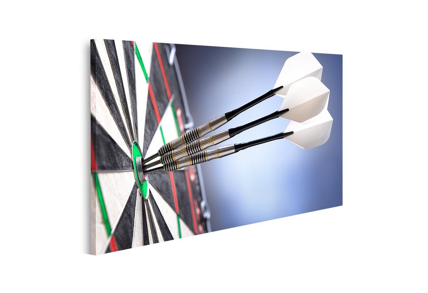 islandburner Leinwandbild Bild auf Leinwand Drei Darts im Bullseye der Dartscheibe Wandbild Post islandburner Leinwandbild Bild auf Leinwand Drei Darts im Bullseye der Dartscheibe Wandbild Post von islandburner