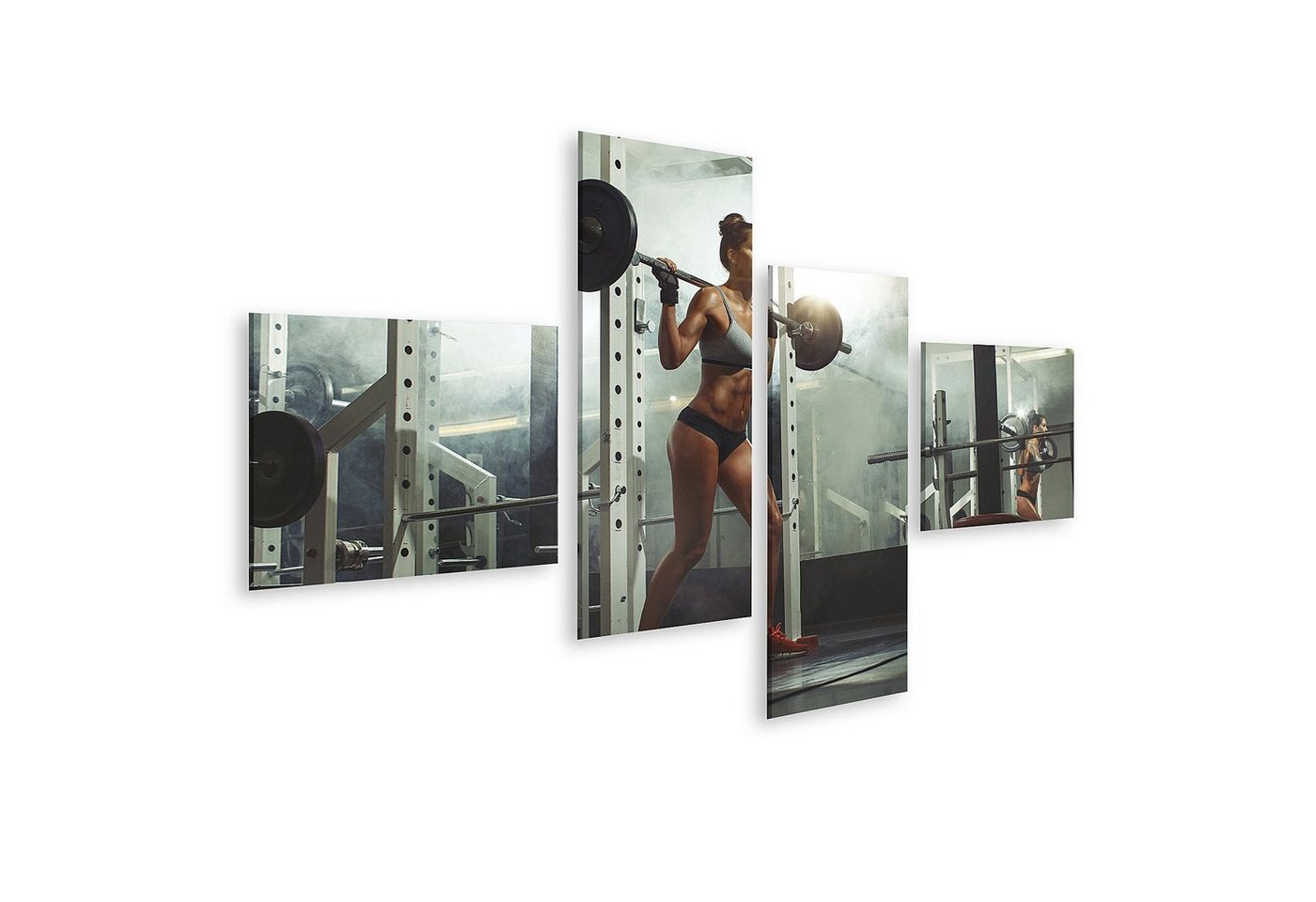 islandburner Leinwandbild Bild auf Leinwand Frau hebt Hantel Gewicht Fitnessstudio Wandbild Post von islandburner