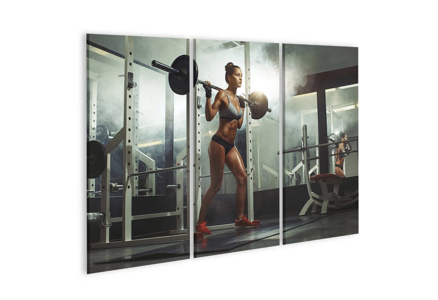 islandburner Leinwandbild Bild auf Leinwand Frau hebt Hantel Gewicht Gym Wandbild Leinwandbild W von islandburner