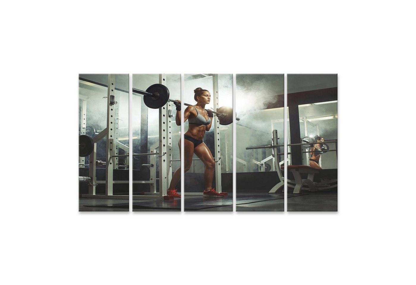 islandburner Leinwandbild Bild auf Leinwand Frau hebt Hantel Gewicht Gym Wandbild Leinwandbild W von islandburner