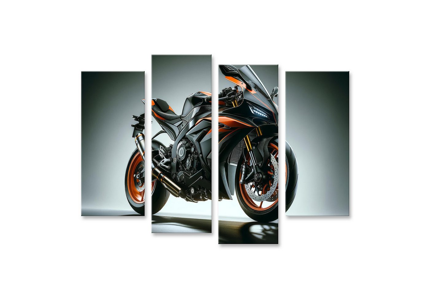 islandburner Leinwandbild Dynamisches Hochleistungs-Sport Motorrad in Orange-Schwarz islandburner Leinwandbild Dynamisches Hochleistungs-Sport Motorrad in Orange-Schwarz von islandburner