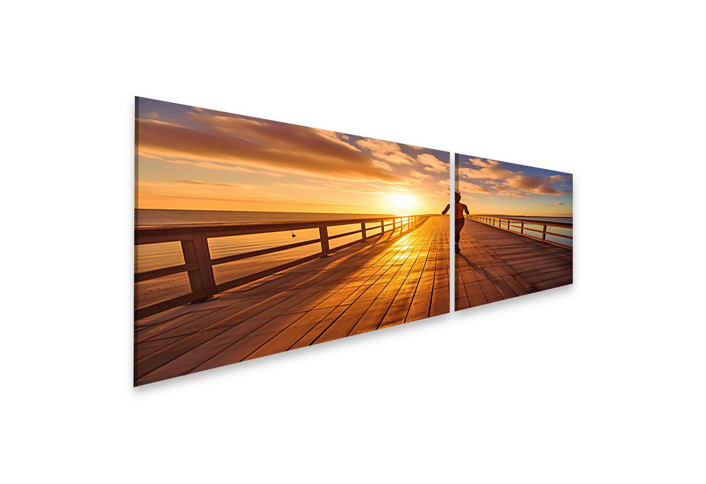 islandburner Leinwandbild Frau Laufende Holzpromenade Sonnenaufgang Seaside Sport Life Bilder islandburner Leinwandbild Frau Laufende Holzpromenade Sonnenaufgang Seaside Sport Life Bilder von islandburner