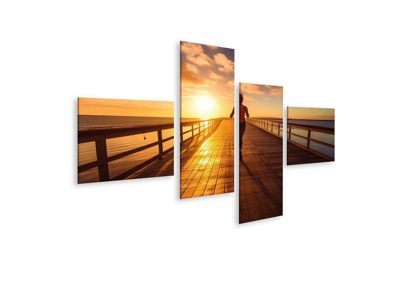islandburner Leinwandbild Frau Laufende Holzpromenade Sonnenaufgang Seaside Sport Life Bilder islandburner Leinwandbild Frau Laufende Holzpromenade Sonnenaufgang Seaside Sport Life Bilder von islandburner