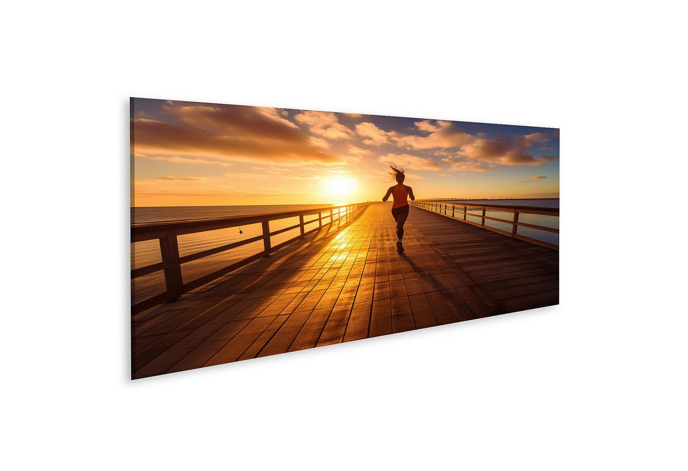 islandburner Leinwandbild Frau Laufende Holzpromenade Sonnenaufgang Seaside Sport Life Bilder islandburner Leinwandbild Frau Laufende Holzpromenade Sonnenaufgang Seaside Sport Life Bilder von islandburner