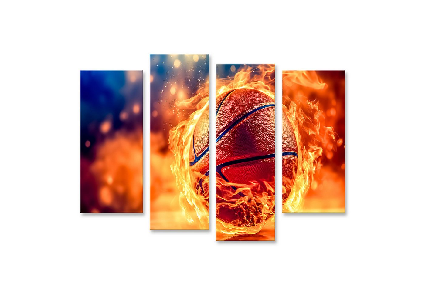 islandburner Leinwandbild Heiße Kunst Basketball Ball Feuer Flammen Energie Kraft Bilder von islandburner