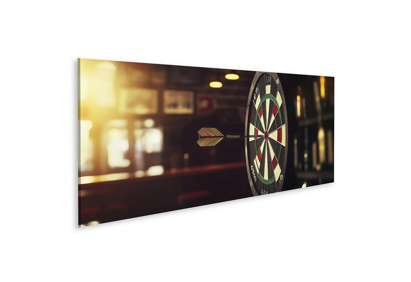 islandburner Leinwandbild Hyperrealer Dartpfeil trifft Bullseye in uriger Kneipe - perfekt für islandburner Leinwandbild Hyperrealer Dartpfeil trifft Bullseye in uriger Kneipe - perfekt für von islandburner