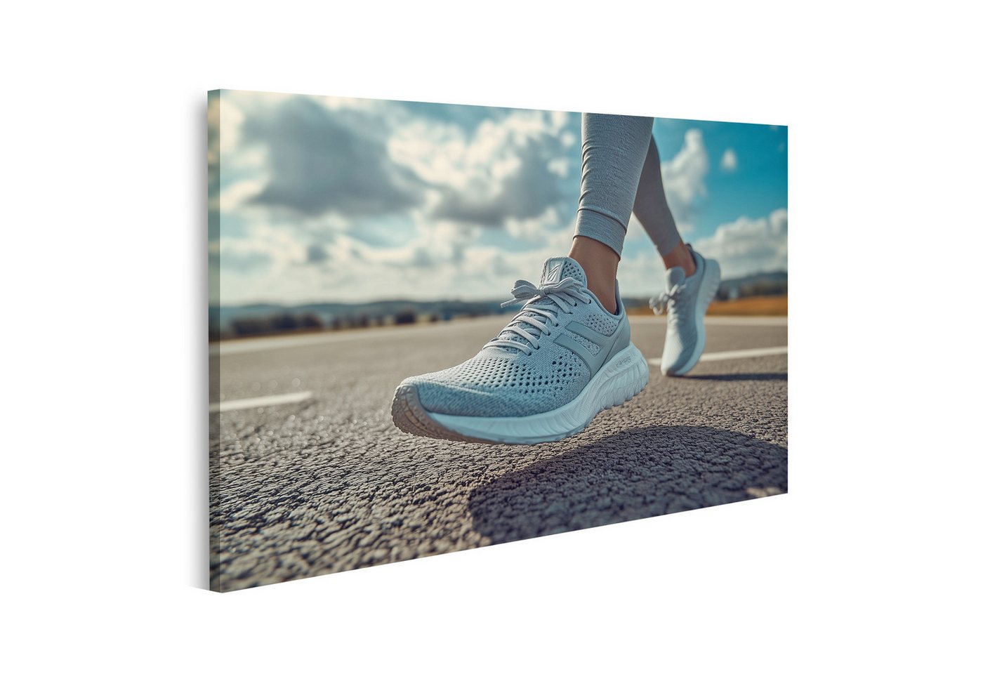 islandburner Leinwandbild Laufschuhe auf sonniger Straße islandburner Leinwandbild Laufschuhe auf sonniger Straße von islandburner