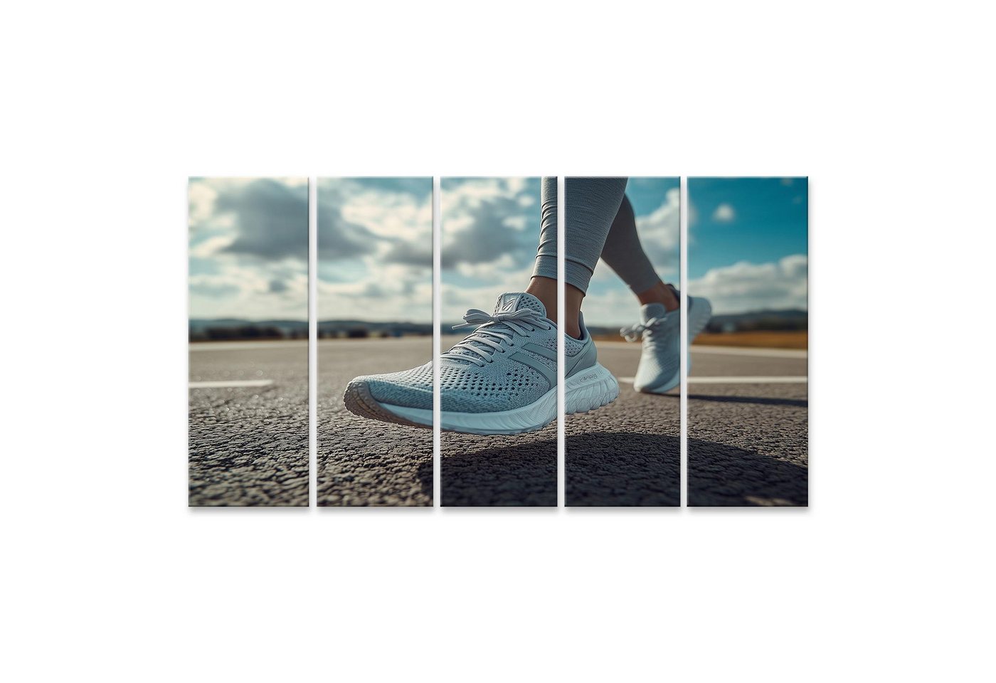 islandburner Leinwandbild Laufschuhe auf sonniger Straße islandburner Leinwandbild Laufschuhe auf sonniger Straße von islandburner